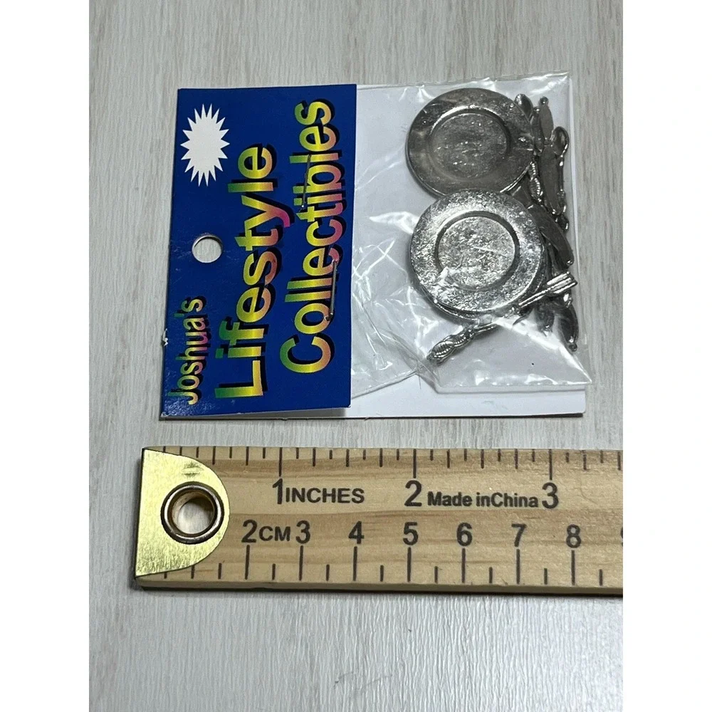 Joshua's Lifestyle Collectibles dollhouse miniatures silver tone utensils plates